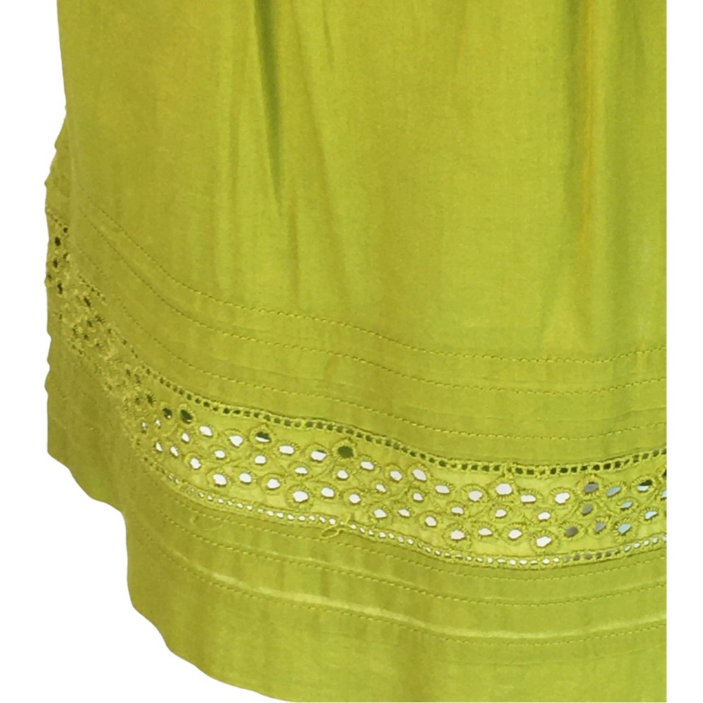Loft Green Cotton Eyelet Delicate Gathered Layered Skater Skirt Petite size 2P - Picture 7 of 13